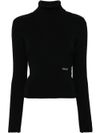 Front logo-patch merino wool sweater