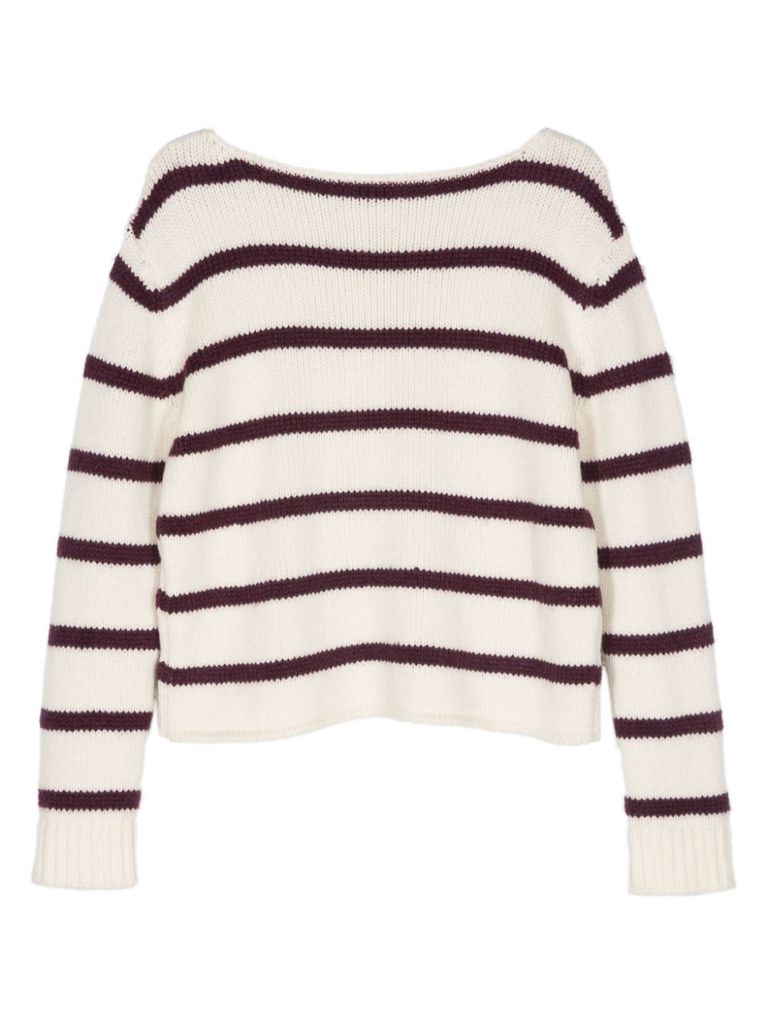 Shop Forte Forte Horizontal Stripe Pattern Merino Wool Blend Sweater In Beige