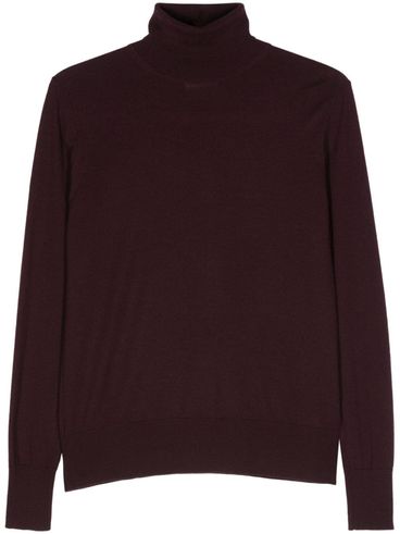 Roll neck virgin wool purple sweater