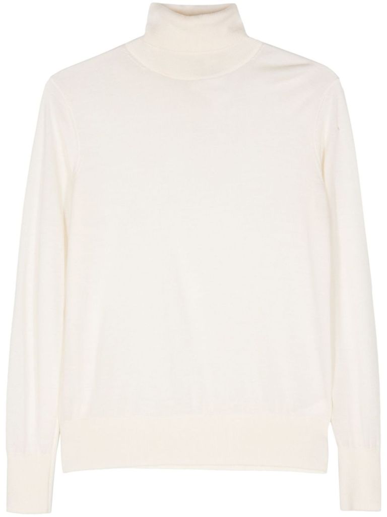 Shop Forte Forte Roll Neck Virgin Wool Sweater In White