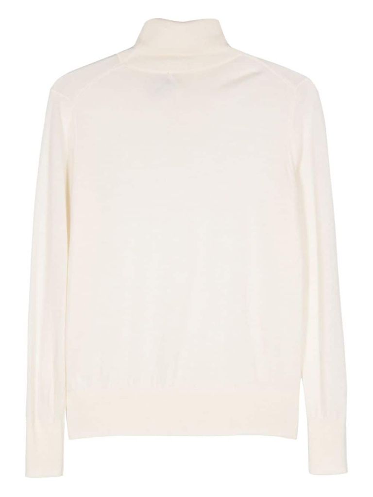 Shop Forte Forte Roll Neck Virgin Wool Sweater In White