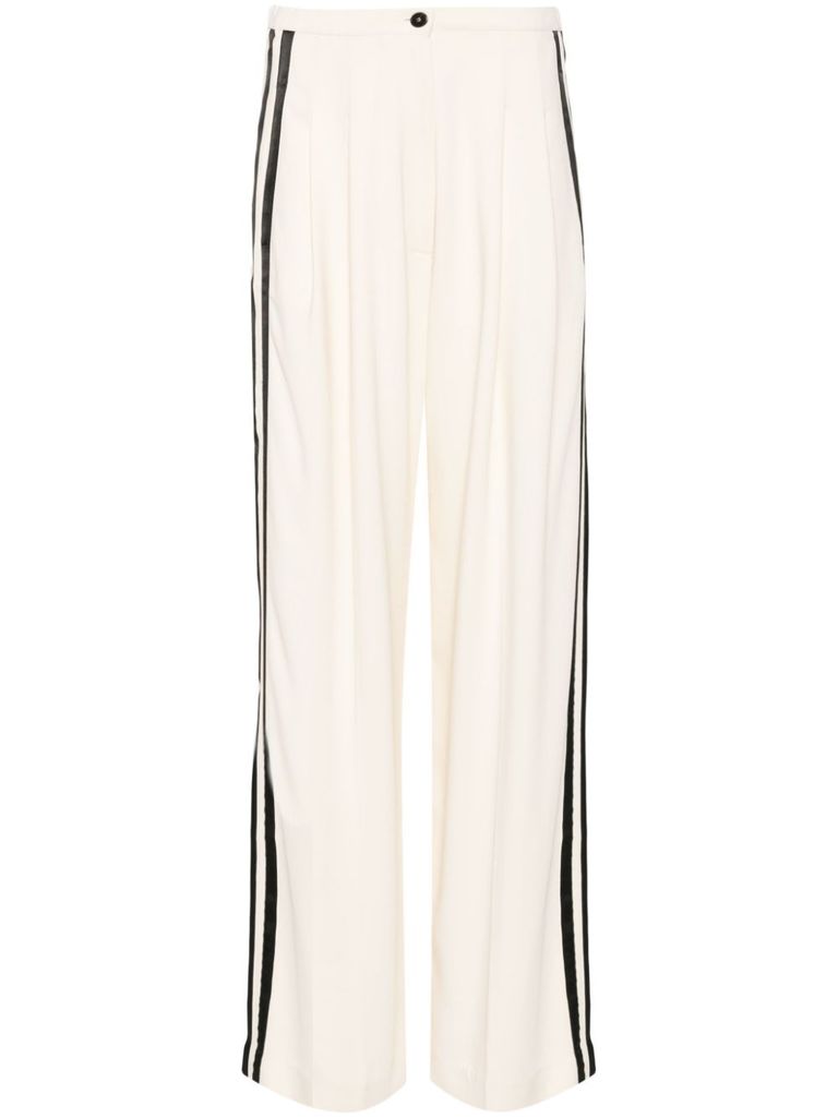 Shop Forte Forte Side Stripe Detail Wide Leg Trousers In White