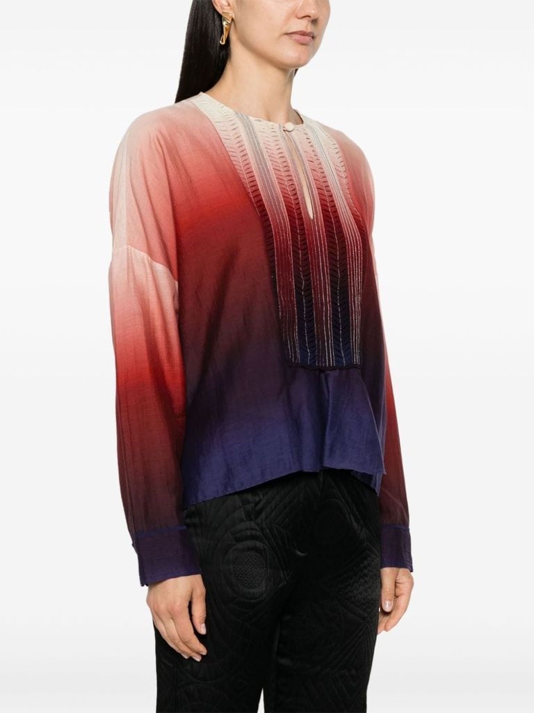 Shop Forte Forte Blusa Effetto Degradé In Cotone In Rosso