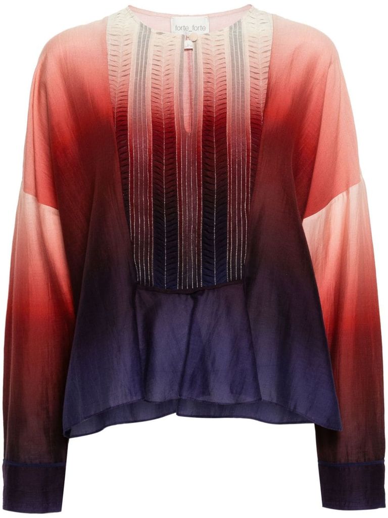 Shop Forte Forte Blusa Effetto Degradé In Cotone In Rosso