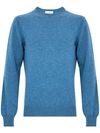 Maglia girocollo in cashmere blu