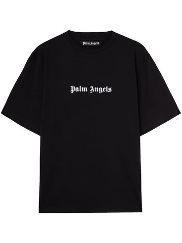 PALM ANGELS - Black cotton T-shirt with logo