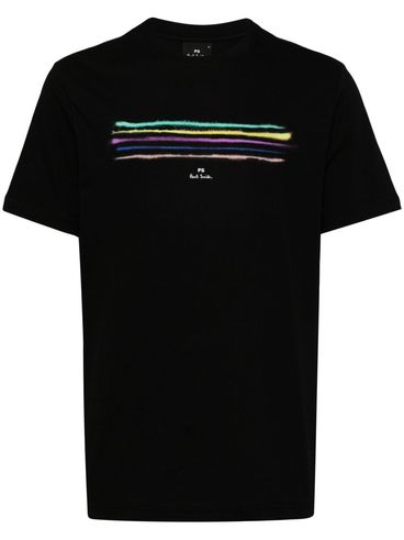 PS PAUL SMITH - Organic cotton T-shirt with striped print