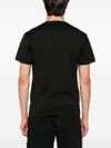 Black cotton T-shirt with logo applique.