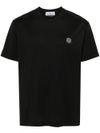 Black cotton T-shirt with logo applique.