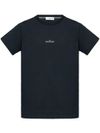 Navy blue cotton T-shirt with white logo