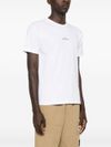 stone island - T-shirt in cotone bianco con logo nero - 1