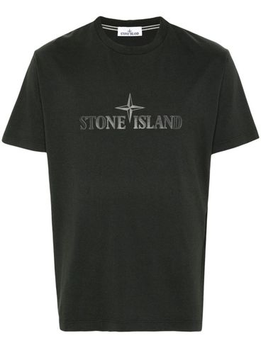 Gray cotton T-shirt with printed logo