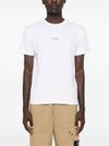 stone island - T-shirt in cotone bianco con logo nero - 3