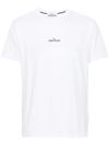 stone island - T-shirt in cotone bianco con logo nero