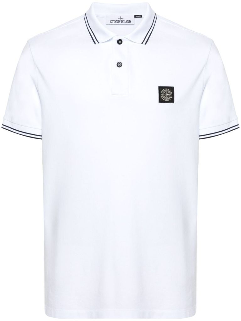 Shop Stone Island Short-sleeve Polo Shirt In Organic Cotton In White