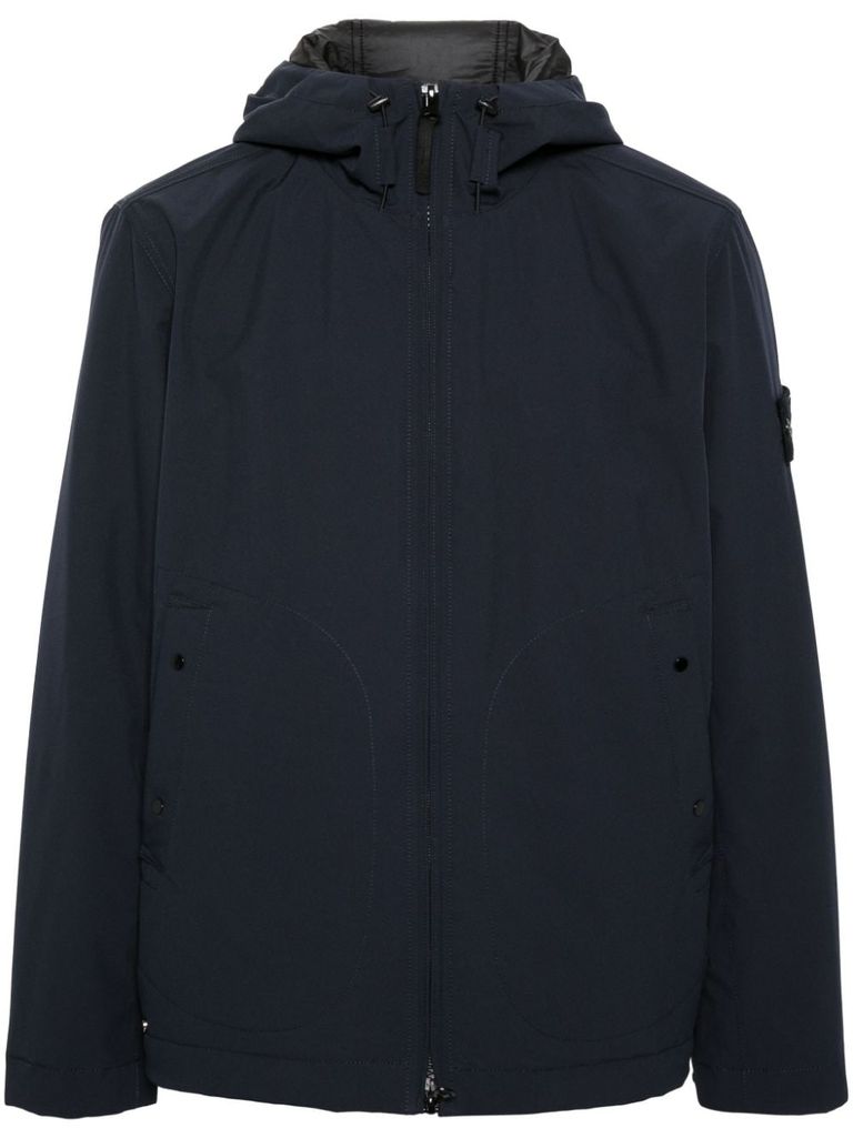 STONE ISLAND HIGH-NECK JACKET WITH LOGO PATCH. 