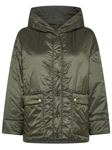 'Reversible hooded down jacket 'Greenmo' in green'