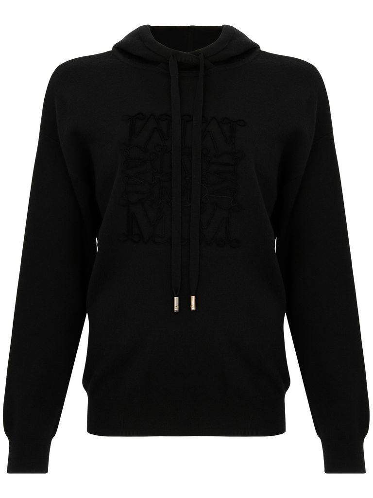 Shop Max Mara 'pamir' Wool Hooded Sweatshirt In Black