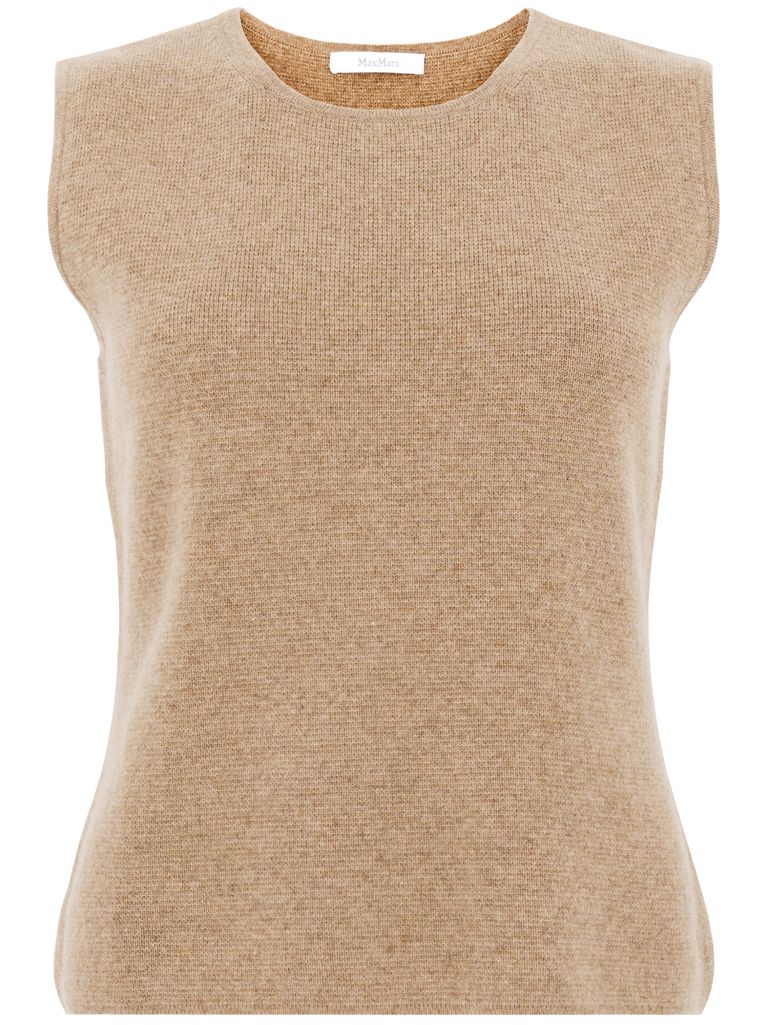 Shop Max Mara 'fosco' Sleeveless Wool Top In Brown