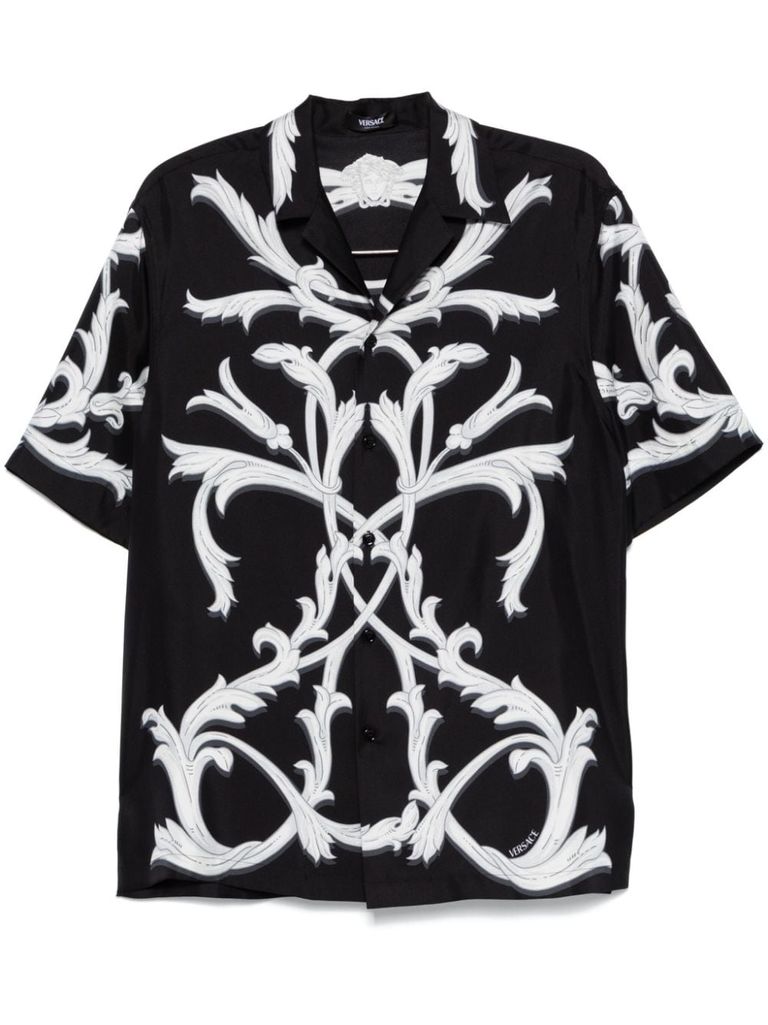 Shop Versace Silk Shirt With Pattern In Black