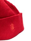 Ribbed wool beanie with flame embroidery