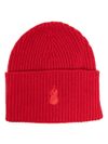 Ribbed wool beanie with flame embroidery