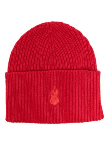 VISION OF SUPER - Ribbed wool beanie with flame embroidery