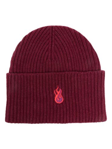 VISION OF SUPER - Ribbed wool beanie with flame embroidery