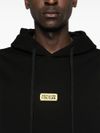 Cotton hooded sweatshirt with logo plaque