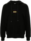 Cotton hooded sweatshirt with logo plaque