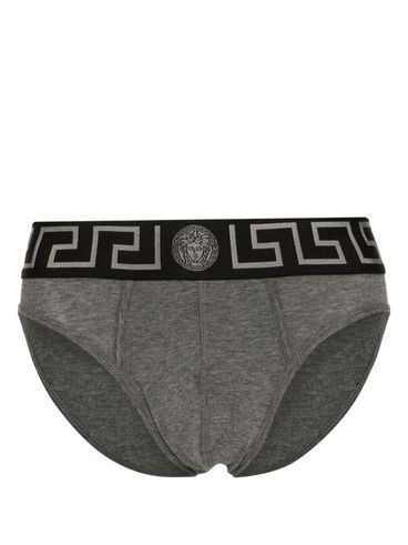 VERSACE - Cotton briefs with Greek key pattern