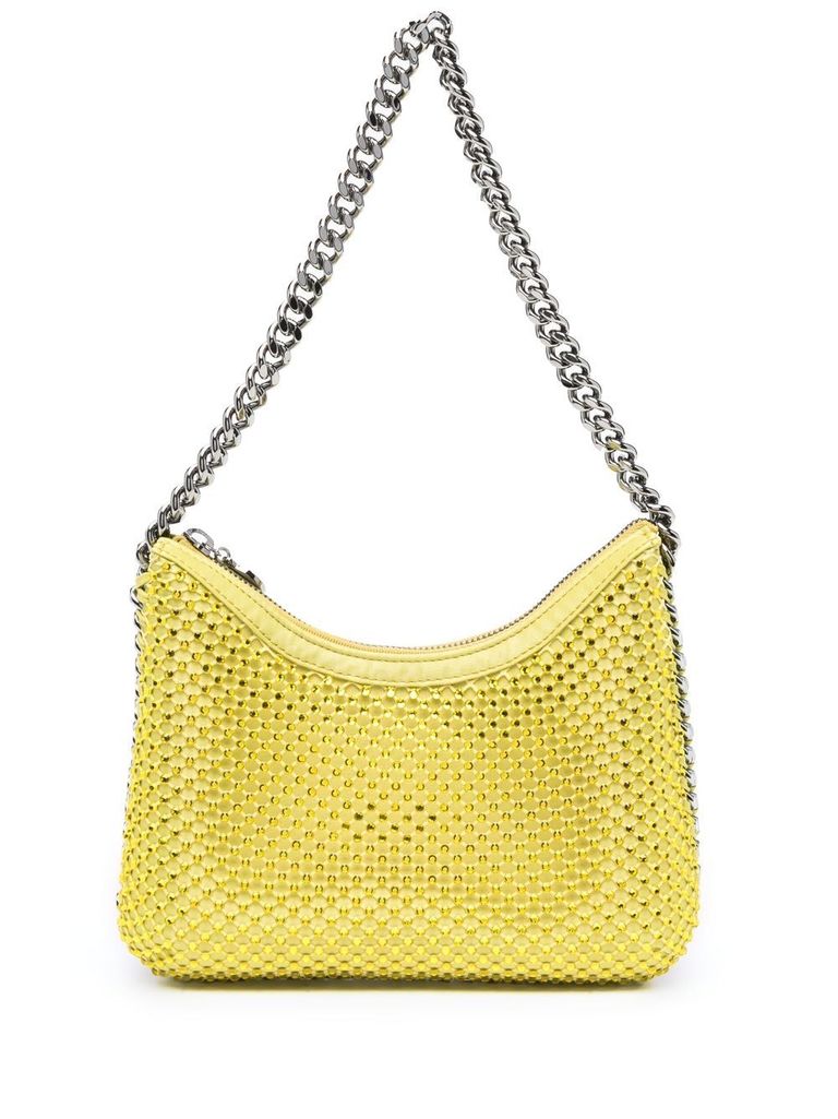 Shop Stella Mccartney Falabella Crystal-embellished Bag In Yellow