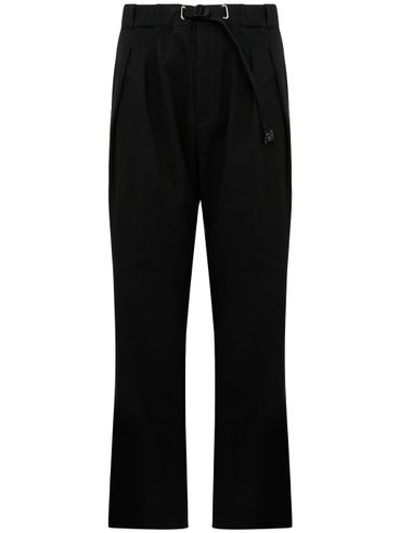 Cotton-blend trousers with pleats