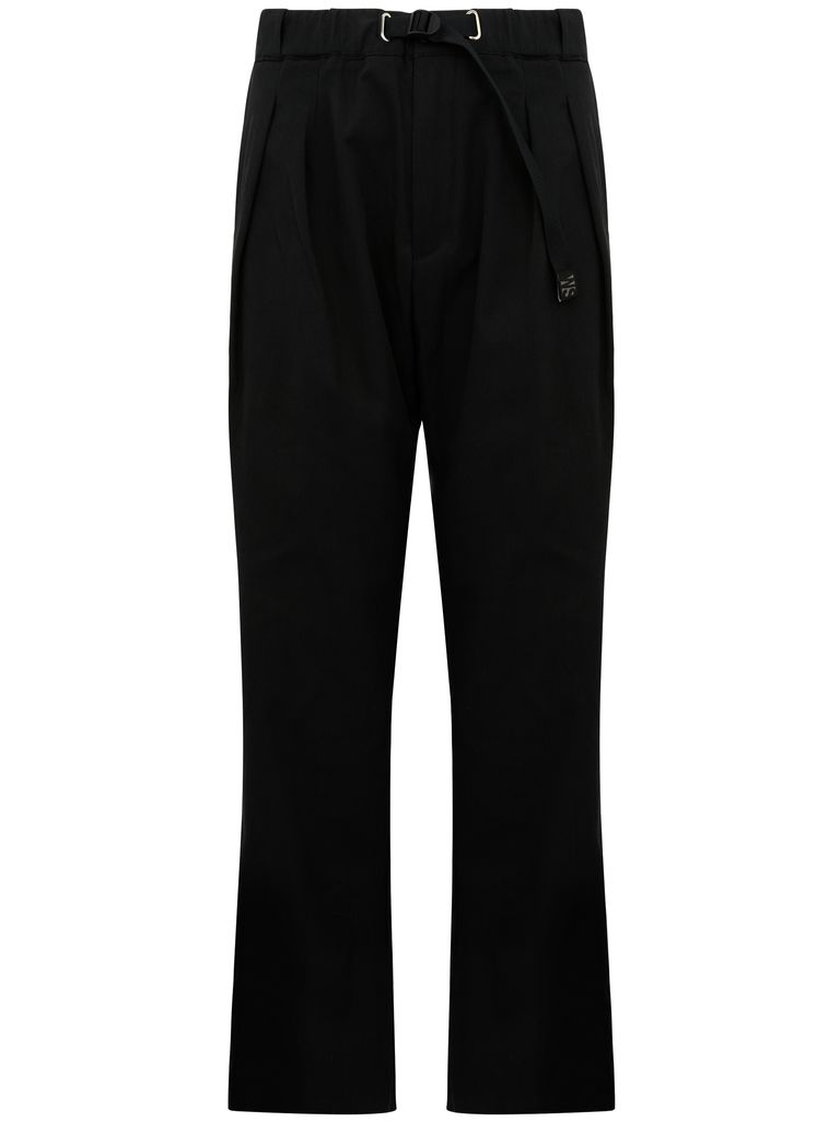 Shop White Sand Cotton-blend Trousers With Pleats In Black