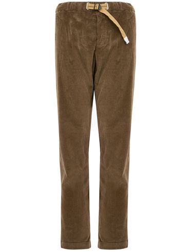 Cotton ribbed trousers with velvet effect