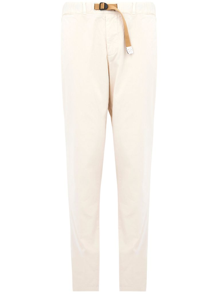 Shop White Sand Cotton Trousers With Belt In White