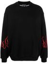 Cotton sweatshirt with flame print