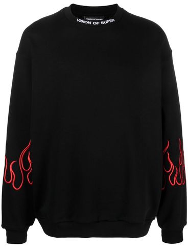 Cotton sweatshirt with flame print