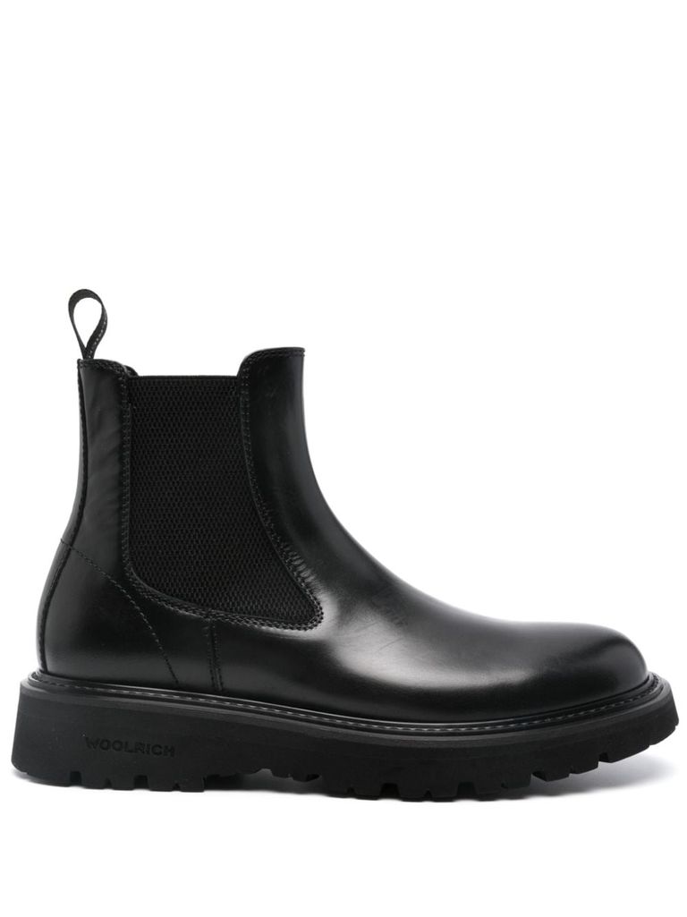 Shop Woolrich Calf Leather Ankle Boots In Black