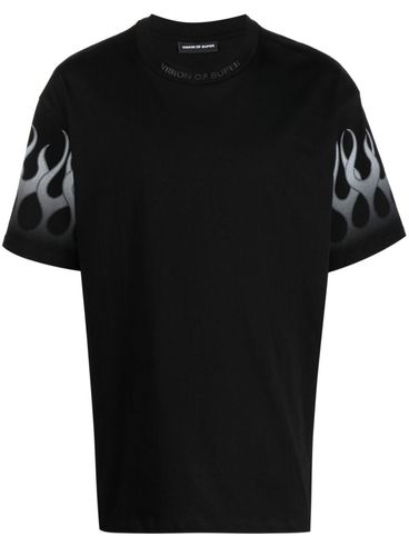 Cotton T-shirt with flame print