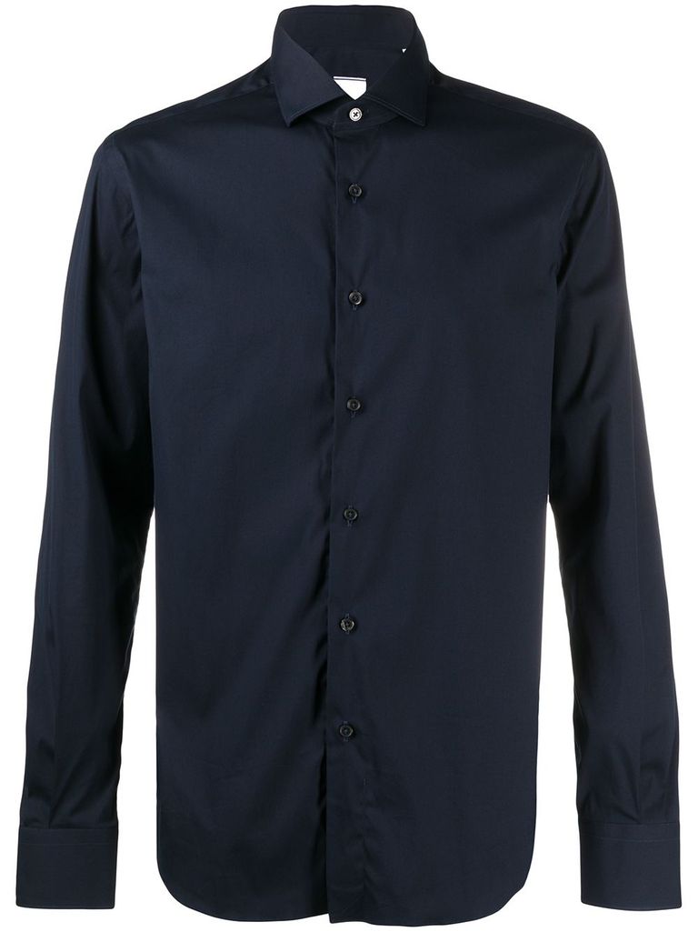 Shop Xacus Cotton Slim-fit Shirt In Blue