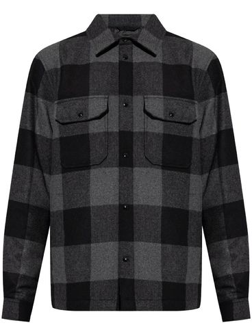 Wool shirt with plaid pattern