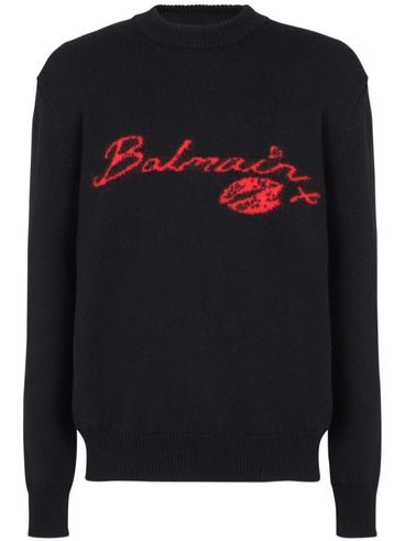 BALMAIN - Maglione Kiss in lana vergine con motivo labbra