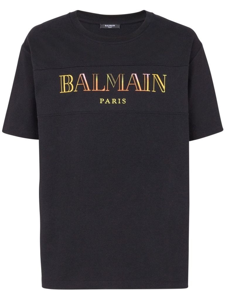 Shop Balmain Cotton Black T-shirt With Printed Logo