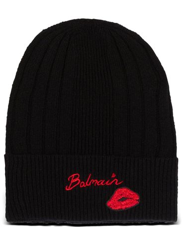 Cashmere and wool Kiss beanie with embroidery