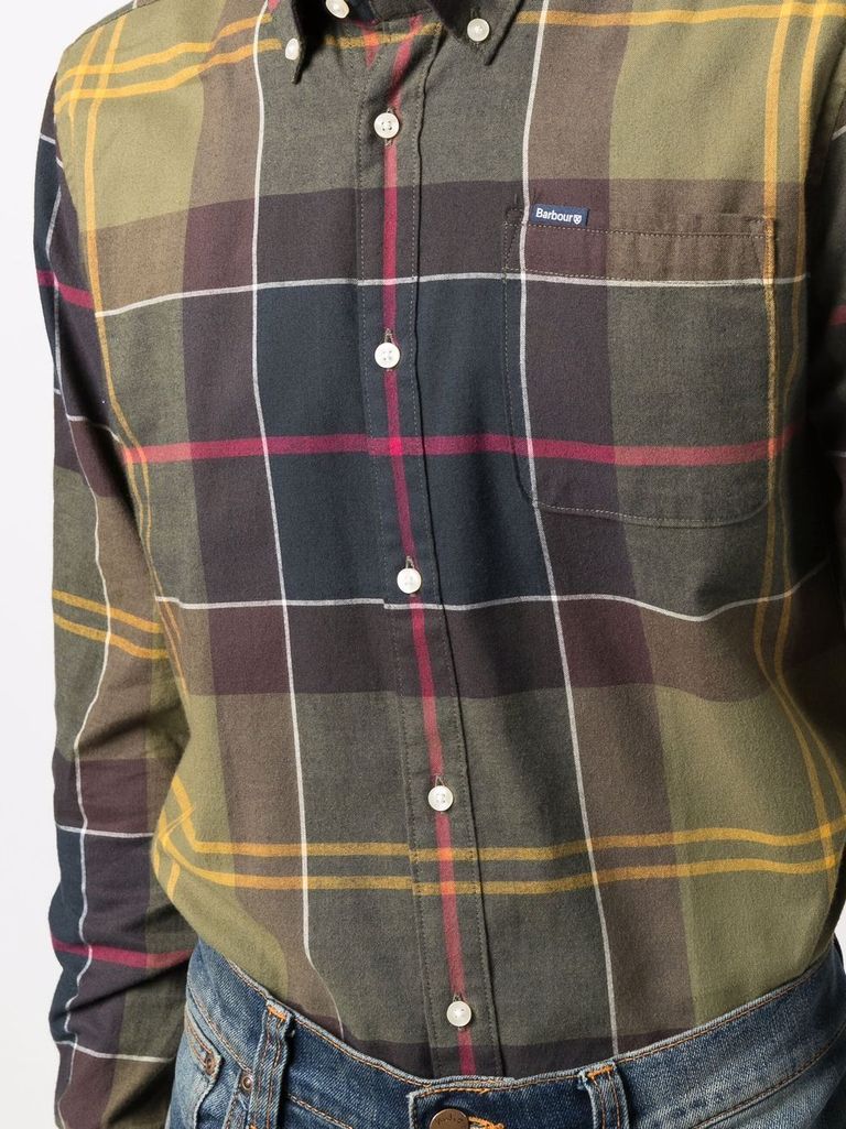 Shop Barbour Camicia A Quadri In Cotone In Marrone