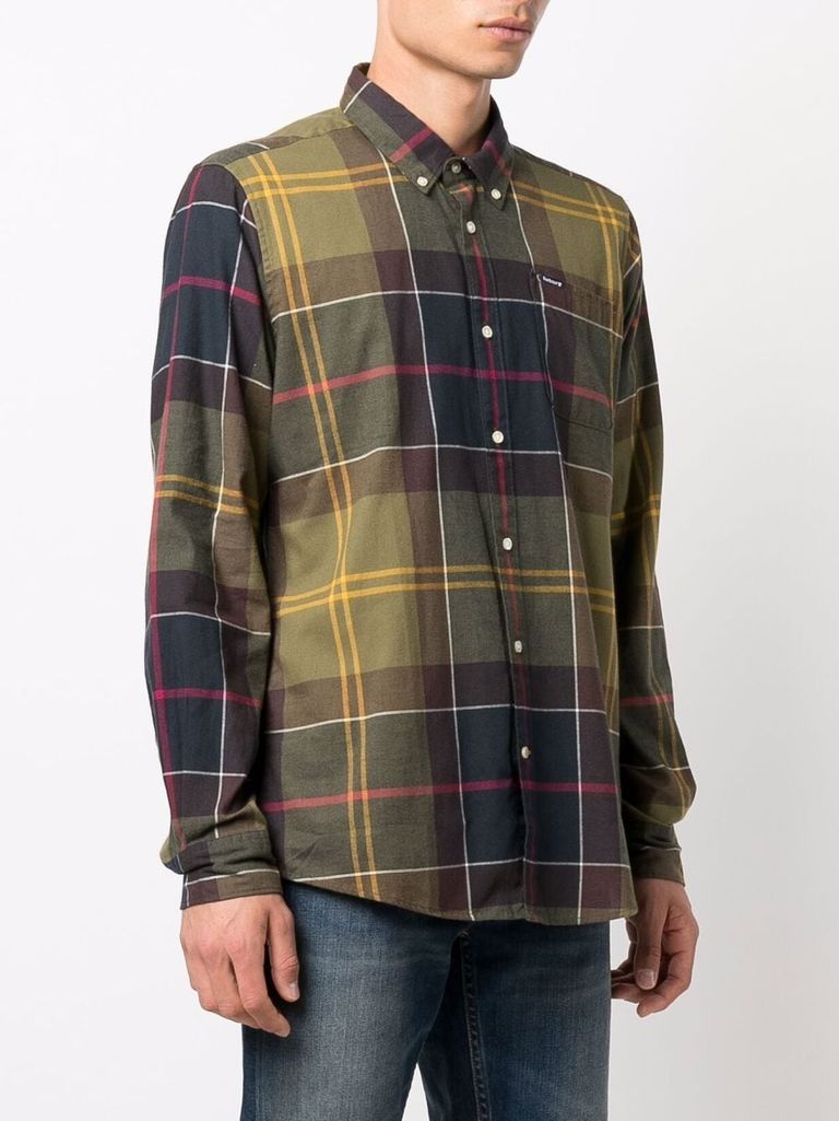 Shop Barbour Camicia A Quadri In Cotone In Marrone