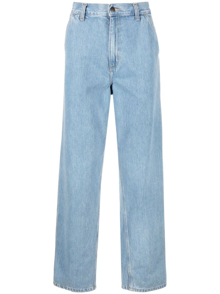 Shop Carhartt Organic Cottone Wide-leg Jeans In Blue