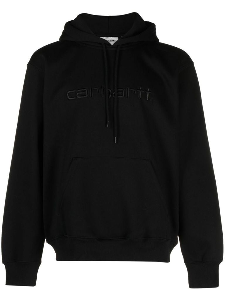 Shop Carhartt Hooded Cotton Sweatshirt With Logo In Black