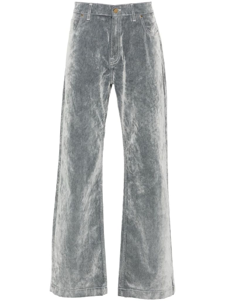 Shop Casablanca Cotton Jeans With A Velvet Effect In Grey